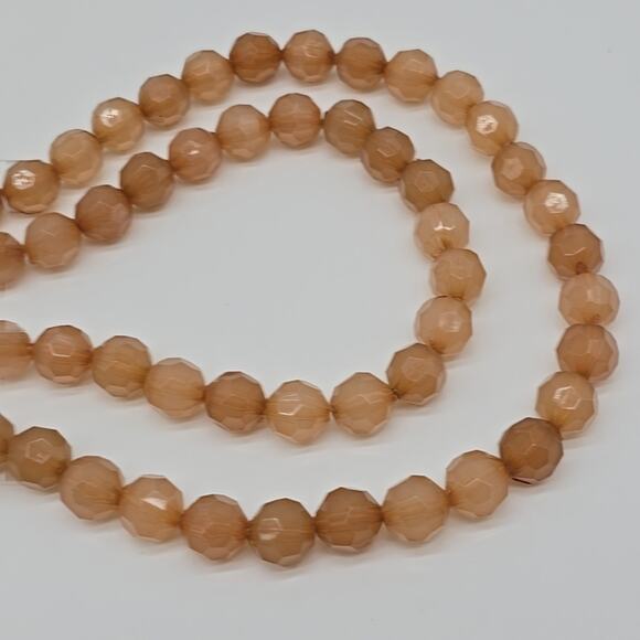 Set of 2 Layering Pieces Cream Soda Faceted Acrylic Strung Beads 38" Necklaces - Picture 7 of 12